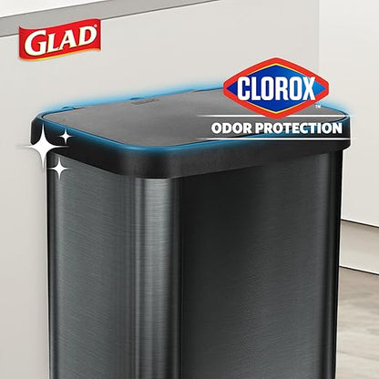 Glad Stainless Steel Step Trash Can, Large Metal Kitchen Garbage Bin