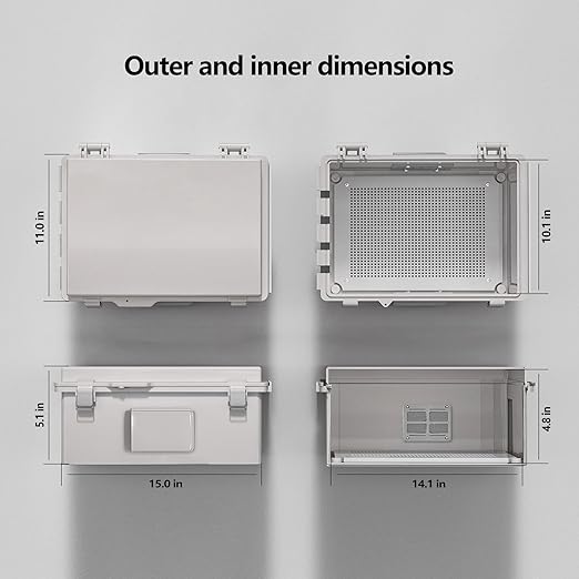 Electrical Junction Box, Ventilated Design, Cable Grommets, Indoor/Outdoor Use
