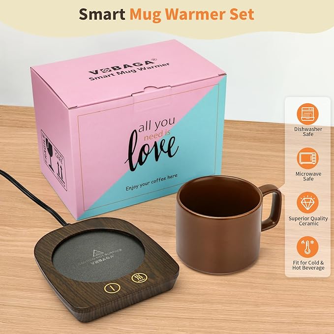 VOBAGA Coffee Mug Warmer & Mug Set, Coffee Cup Warmer