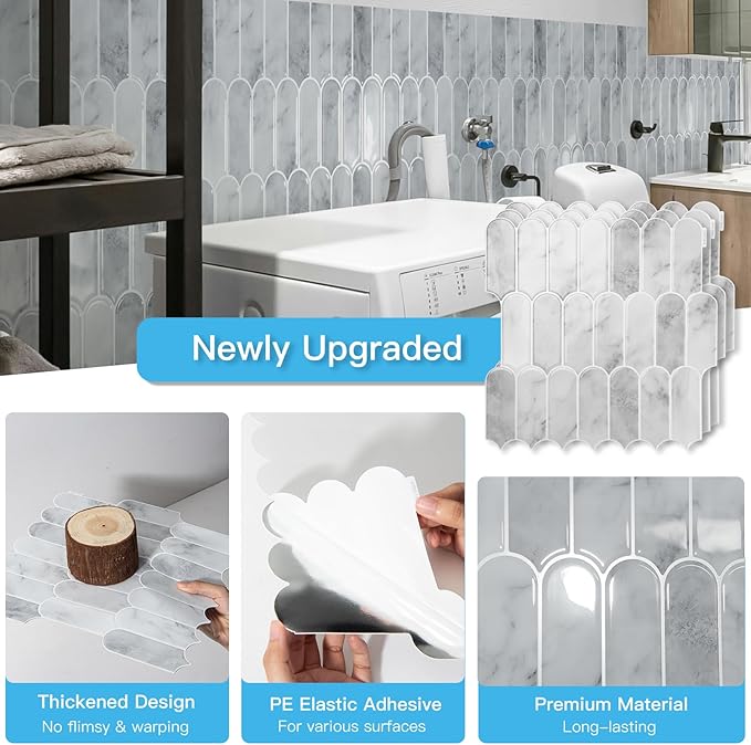 Art3d 12 x 12 Inch Heavy-Duty Peel and Stick Backsplash, Self-adhesive Wall