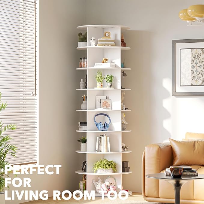 SpaceAid 8 Tier Rotating Shoe Rack Tower, Spinning Shoe Display Lazy Susan