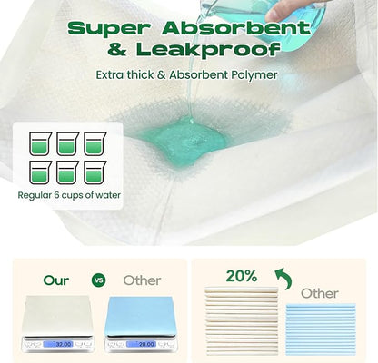 Bamboo Small Puppy Pads Pee Pads for Dogs 22"x22" 336 Count | Training Pads Deodorizing Leakproof Quick Drying Dog Pee Pads Super Absorbent Disposable Puppies, Doggie, Cats, Rabbits