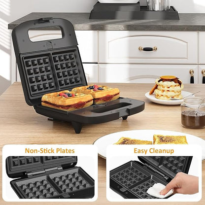 Sunvivi Waffle Iron, Panini Press Grill and Sandwich Maker Set, 3 in 1 Electric