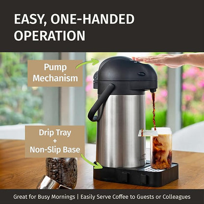 Coffee Carafe with Pump & Drip Tray - 74oz / 2.2L