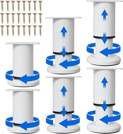 Olldag 6 Pcs Adjustable Height Furniture Support Legs [with Screws] 3.15-4.72 inch, Metal Heavy Duty Furniture Replacement Legs for Chair/Bed/Sofa/Cabinet/Couch/Dresser/Bed/Table (White)