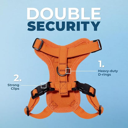 Voyager Step-in Lock Adjustable Cat Harness w. Cat Leash Combo Set with Neoprene Handle 5ft - Supports Small, Medium and Large Breed Cats by Best Pet Supplies - Orange, XXS