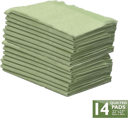 Four Paws Wee-Wee Superior Performance Eco Bamboo Dog Pee Pads, 14 Count | Earth friendly, bleach-free, dye-free, dog & puppy potty training pads, leak-proof, 24-hour protection pee pads, 22" x 23"