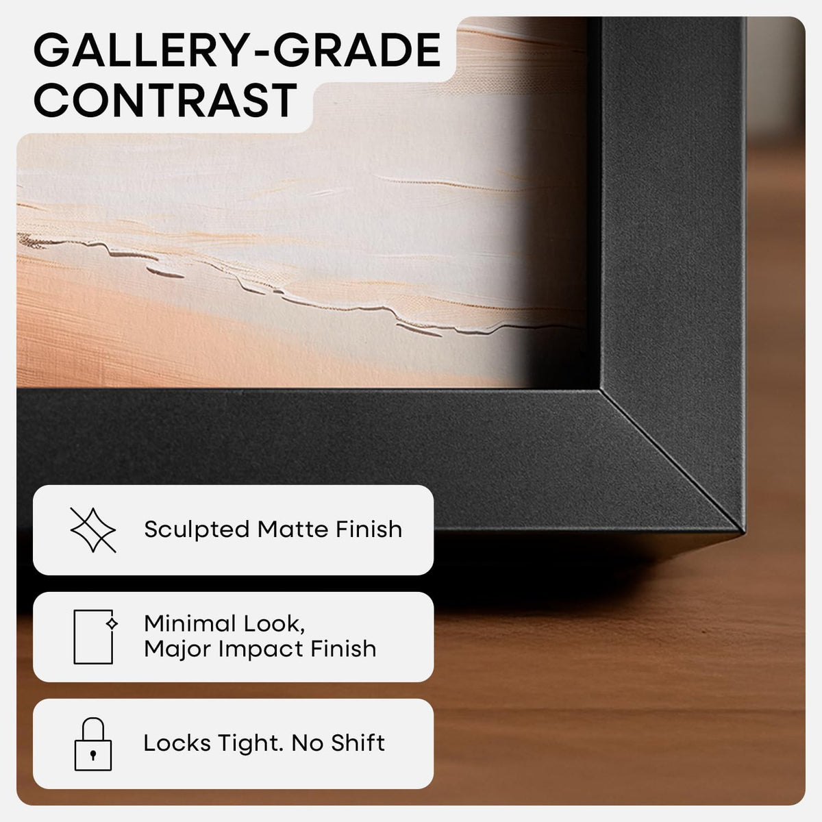 Homeforia 24x24 Picture Frame Black, High End Metal 24 x 24 Large Square Poster Frame Matted to 20 x 20 in Photo, 24by24 Thin Black Frames with Mat 20x20 inch Print, Tempered Glass, Wall Kit, Set of 1