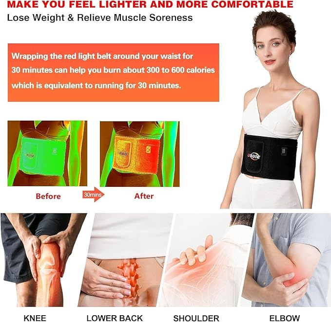 USUIE Red Light Therapy Belt, Infrared Light Therapy Wrap Red Light Therapy