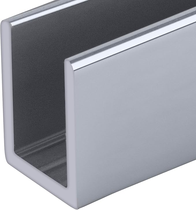 Brixwell SDCD38BA-R2 Brite Anodized 3/8" Fixed Panel Shower Door Deep U-Channel