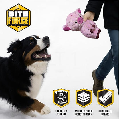 Bite Force -Durable & Strong Dog Toy Pig with Squeaker, Kevlar-Reinforced for Aggressive Chewers for Small Medium Large Dogs - Green.