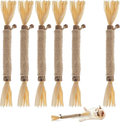 6 PCS Silvervine Sticks for Cats - Natural Cat Chew Toys for Teeth Cleaning, Kitten Teething & Aggressive Chewers