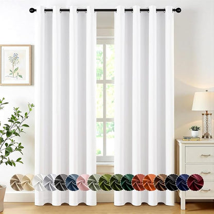 MIULEE Pure White Blackout Curtains