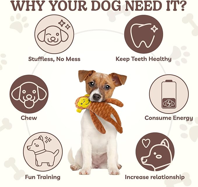 SHARLOVY No Stuffing Dog Toys Squeaky for Large Dogs, Crinkle Puppy Teething Toys to Keep Them Busy, Plush Interactive Doggie Long Lasting Chews for Aggressive Chewers