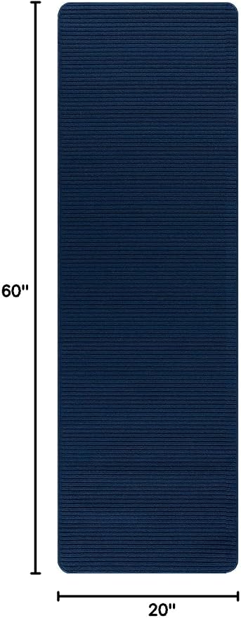 Non Slip Navy Solid Rubber Back Thing Runner Rugs for Living Room 2x5 for Kitchen, Rug for Bedroom and Hallway, Stain Resistant Easy Cleaning Non Shedding Carpet Navy 2 x 5