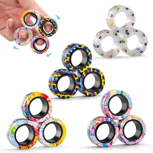 12Pcs Magnetic Adults Fidget Toys Rings, Stocking Stuffers