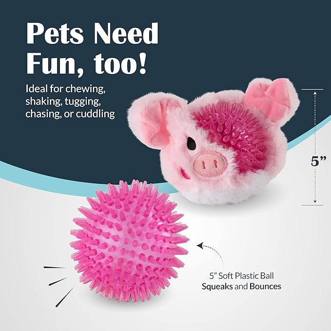 Flourish Pets 2 in 1 Multi-Layer Chew Toy for Active Dogs | Non-Toxic BPA Free Double Stitched Soft Fabric Exterior Dog Toys | Long-Lasting Dog Plush Toys - Prickles Small Pack (4″)