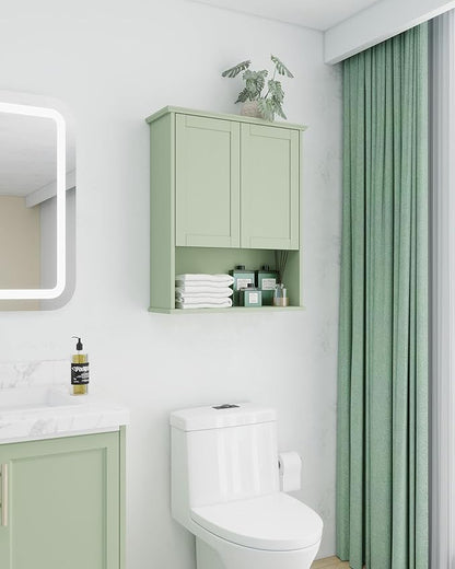 Bathroom Cabinet Wall Mount Buffering Hinge, Large Space Wooden Medicine Cabinet
