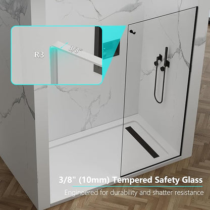 Shower Screen, 3/8" Tempered Glass, Shower Wall Panels, Fix Shower Glass Screen