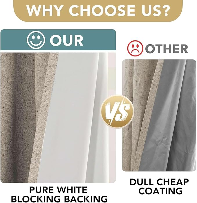 H.VERSAILTEX Linen Curtains 100% Blackout Curtains