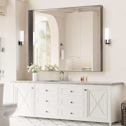 Koonmi 36x48 Inch Black Metal Framed Bathroom Mirror