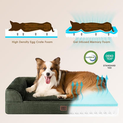 EHEYCIGA Large Dog Bed Memory Foam for Crate, Orthopedic Dog Bed Large Size Dogs with Washable Removable Cover, Waterproof Pet Sofa Couch with Nonskid Bottom, 35x22x6, Dark Green | Small Dog Sofa with Washable Removable Cover, Waterproof Pet Couch for ...