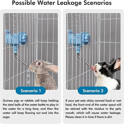 Vannon Small Animal Water Dispenser for Cage, 25oz Auto Feeding Crate Water Bottle for Rabbit, Chinchilla, Ferret, Guinea Pig, Squirrel, Hedgehog, Pet Nozzle Diameter: 10mm, BPA Free, Blue