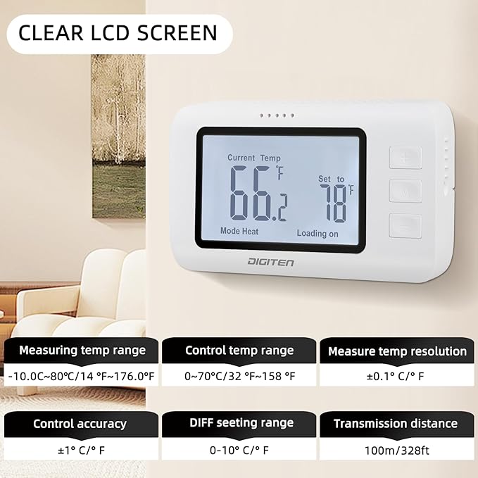 Remote Control Thermostat, pre-Wire Temp Controller