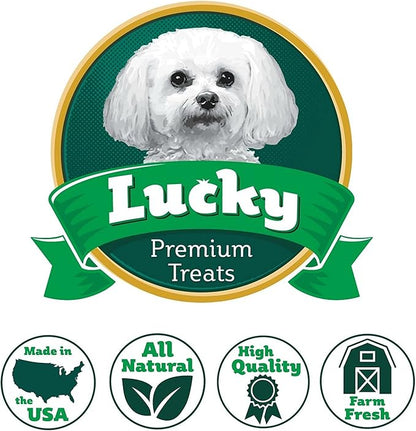 Lucky Premium Treats Beef Basted Rawhide – All-Natural Rawhide and Beef Dog Treats for Extra Small Dogs, Gluten Free Premium Toy Breed Dog Treats (50 Chews)