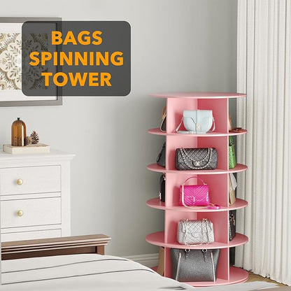 SpaceAid 5 Tier Rotating Shoe Rack Tower, Spinning Shoe Display Lazy Susan