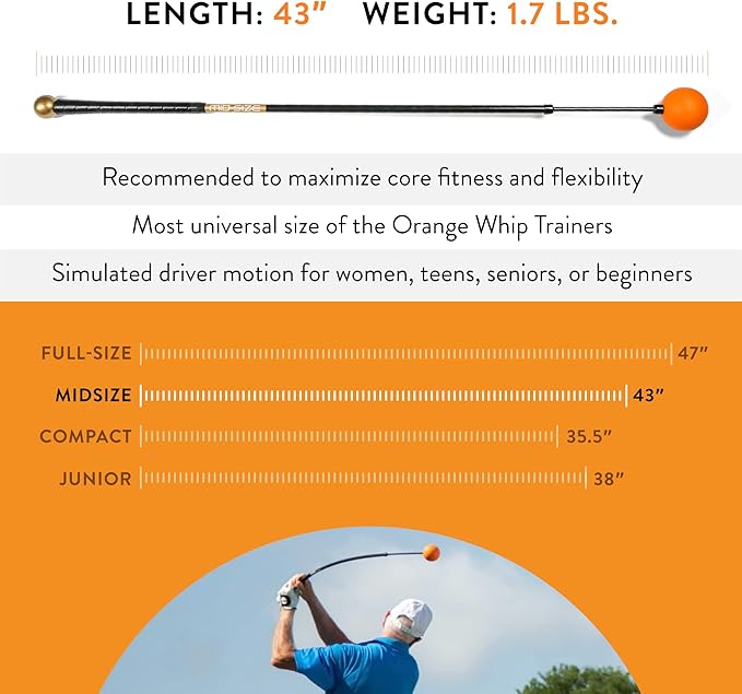 Orange Whip Golf Swing Trainer Aid Patented & Made in USA
