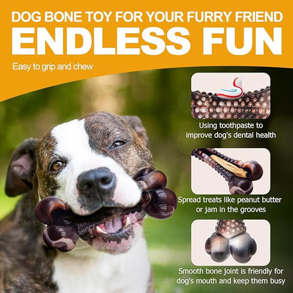 Dog Chew Toys for Aggressive Chewers, Tough Chew Toys for Dogs Large Small Medium, Indestructible Dog Bone Toy For Chewer, Durable Nylon for Puppy Dogs Teething Toy to Keep Them Busy,Beef Flavor Gift