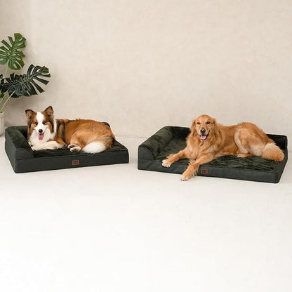 EHEYCIGA Large Dog Bed Memory Foam for Crate, Orthopedic Dog Bed Large Size Dogs with Washable Removable Cover, Waterproof Pet Sofa Couch with Nonskid Bottom, 35x22x6, Dark Green | Small Dog Sofa with Washable Removable Cover, Waterproof Pet Couch for ...
