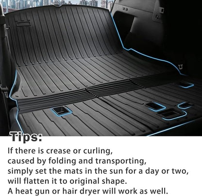 KUST Custom Fit Trunk Mat for 2020-2024 2025 Tesla Model Y Accessories 5 Seater (Not for 7 Seat or Juniper) Cargo Mat Liner Back Seat Protector All Weather Protection Black