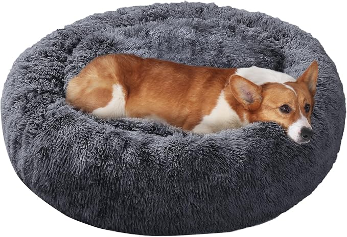 JOLLYVOGUE Dog Bed, Calming Anti-Anxiety Large Dog Bed, Fluffy Donut Cushion for Medium and Large Pets (27"/30"/36")