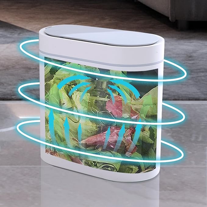 Bathroom Trash Can with Lid 2 Gallon Slim Motion Sensor Garbage Can Narrow