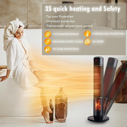 Portable Electric Space Heater for Large Room 37" Ceramic Tower Heater
