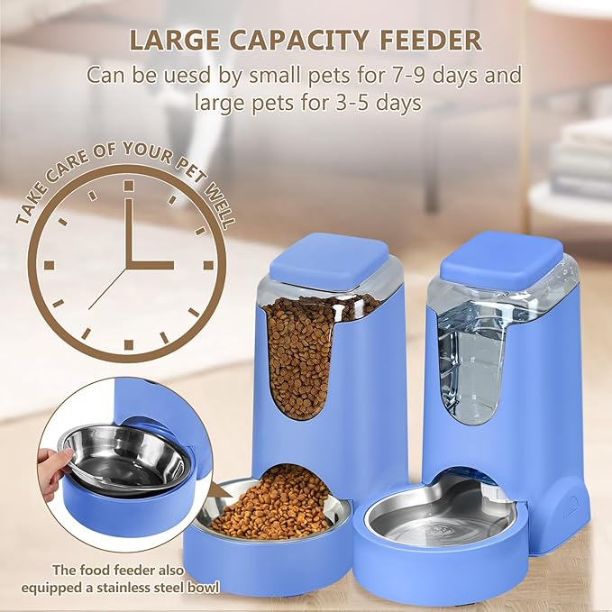 HWONMTE Portable Automatic Cat Feeder and Water Dispenser