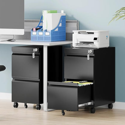 2 Drawer File Cabinet with Lock, Rolling File Cabinets
