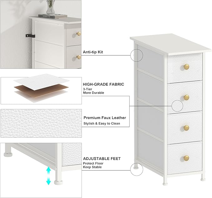 GiftGo Narrow Dresser Cabinet Vertical Slim Dresser Chest of Drawers Skinny