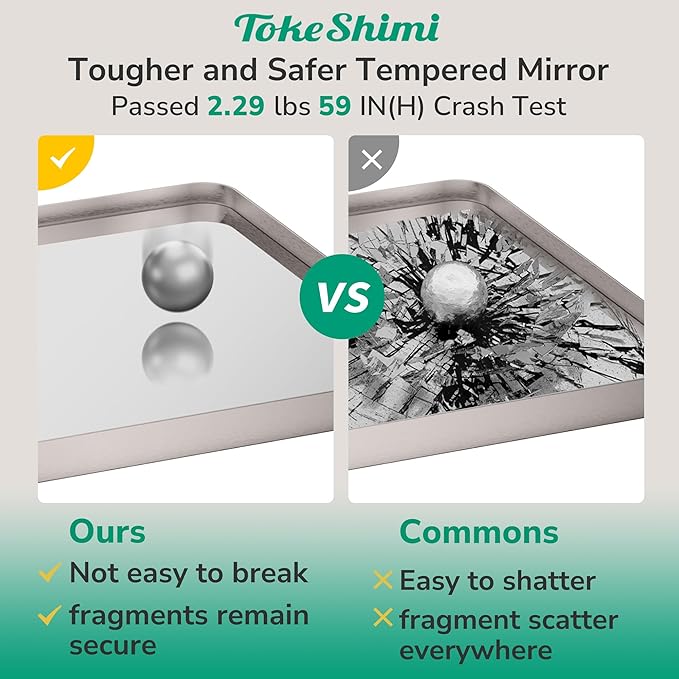 TokeShimi 16x20 Brushed Nickel Bathroom Mirror, Vanity Mirror Bathroom Wall