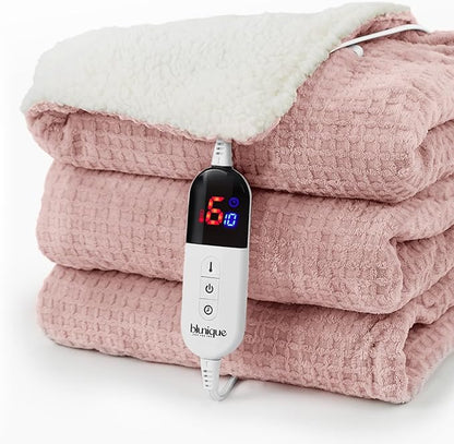 Heated Blanket Electric Blanket Twin Waffle, 62x84 Inches Sherpa Fleece Fast