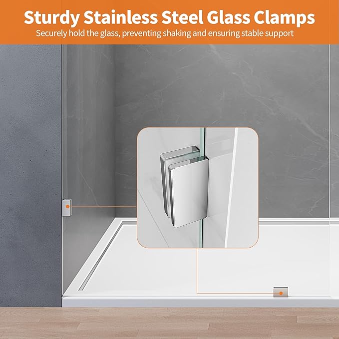 Shower Glass Panel, 28.5" W x 78.75" H Fixed Shower Screen Panel