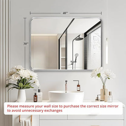 Fabuday Bathroom Mirror Silver 30x40 Inch