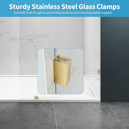 Shower Glass Panel, 28.5" W x 78.75" H Fixed Shower Screen Panel