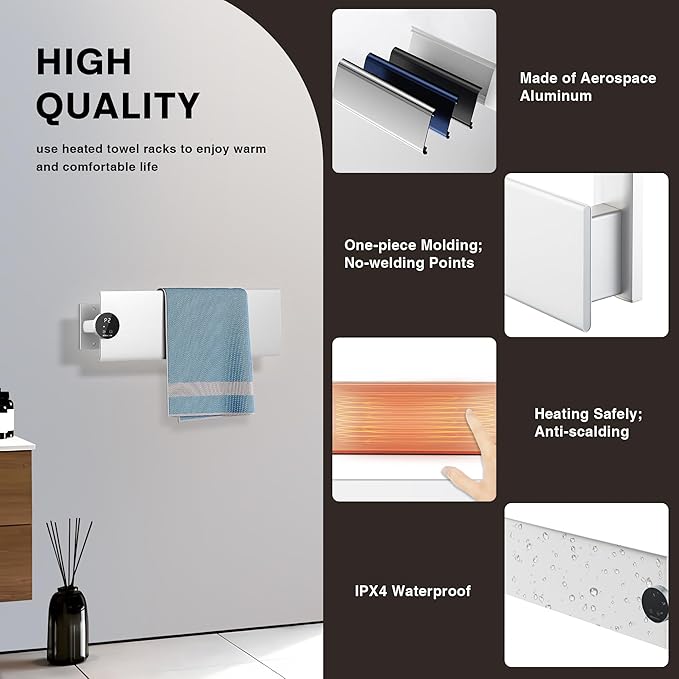 K&KALONZO Electric Towel Warmer, 18.8" W x 4.8" H Wall-Mounted Towel Heater