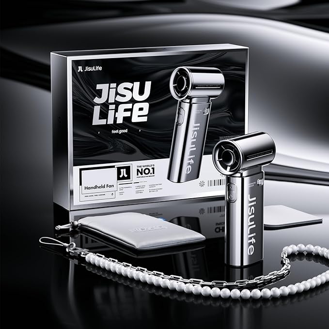 JISULIFE Portable Handheld Fan Life9, Turbo Power High Speed Air, 5 Gear Wind