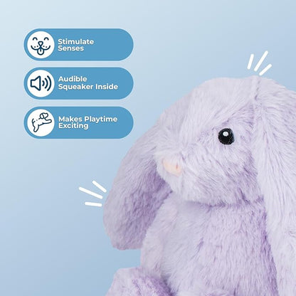Best Pet Supplies Squeaky Dog Toys with Soft Durable Fabric for Small, Medium and Large Pets Interactive Toy for Indoor Play, Supports Active Biting and Play - Bunny (Purple), Small