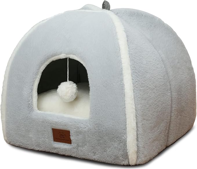 Cat Bed for Indoor Cats - Cat Cave Bed Cat House Cat Tent with Removable Washable Cushioned Pillow, Soft and Self Warming Kitten beds,Cat Beds & Furniture,for Small and Medium Pet Bed.