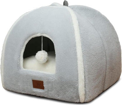 Cat Bed for Indoor Cats - Cat Cave Bed Cat House Cat Tent with Removable Washable Cushioned Pillow, Soft and Self Warming Kitten beds,Cat Beds & Furniture,for Small and Medium Pet Bed.